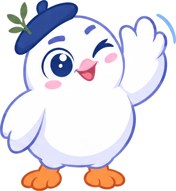 Colombe, la mascotte de Ciao Nico, fait coucou.